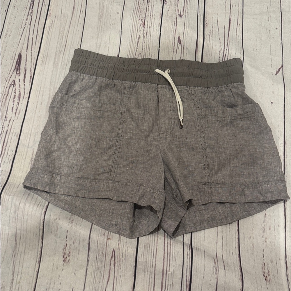 ATHLETA Cabo Linen Shorts Pull On Gray 6